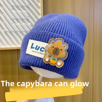 Bērnu ziemas adīta cepure, kupolveida krona un mala, silta un vēju izturīga, akrila šķiedra 71–80%