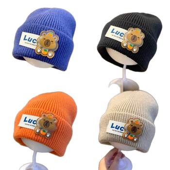 Bērnu ziemas adīta cepure, kupolveida krona un mala, silta un vēju izturīga, akrila šķiedra 71–80%