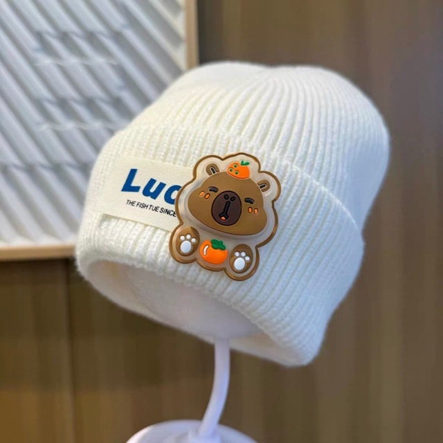 Bērnu ziemas adīta cepure, kupolveida krona un mala, silta un vēju izturīga, akrila šķiedra 71–80%