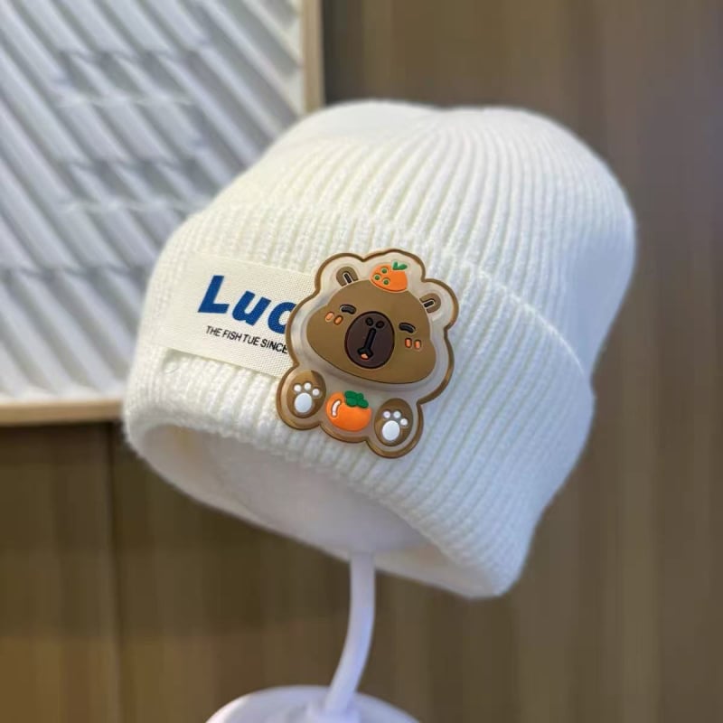 Bērnu ziemas adīta cepure, kupolveida krona un mala, silta un vēju izturīga, akrila šķiedra 71–80%