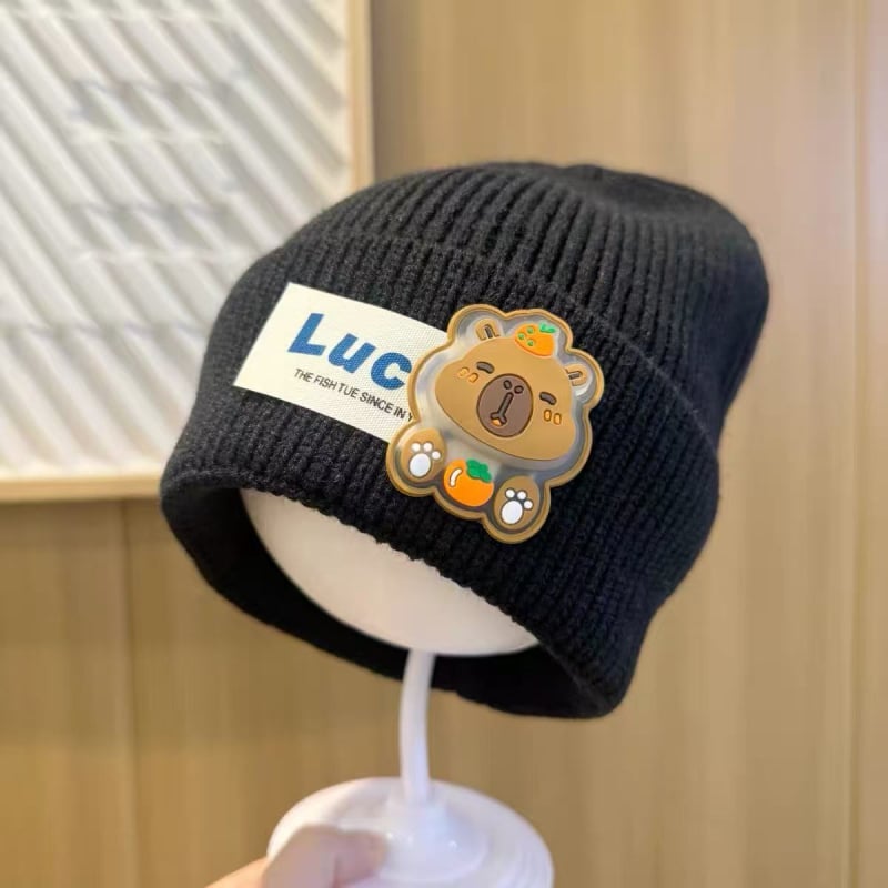 Bērnu ziemas adīta cepure, kupolveida krona un mala, silta un vēju izturīga, akrila šķiedra 71–80%