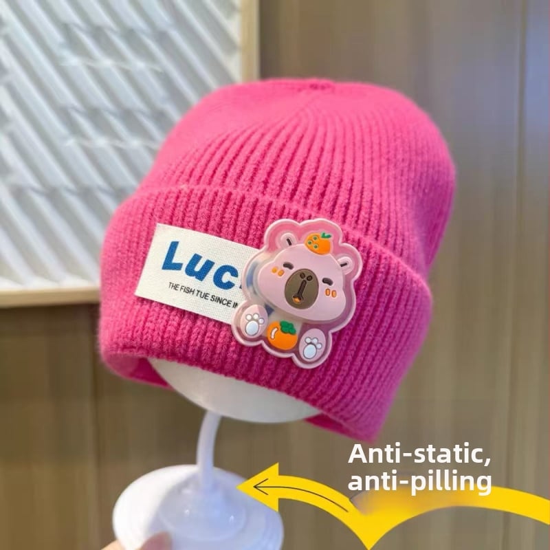 Bērnu ziemas adīta cepure, kupolveida krona un mala, silta un vēju izturīga, akrila šķiedra 71–80%