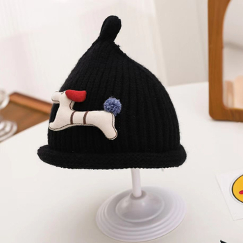 Bērnu adīta vilnas cepure ar karikatūras knupes dizainu (Vilna; Kupola forma; Brims; Saules aizsardzība; Vēja izturība)