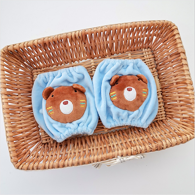 Bērniem paredzētas velūra pūkainas piedurknes ar jautru karikatūru motīvu, pret netīrumiem, piemērotas ziemai, pavasarim un rubenim