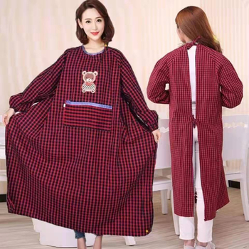 Pregača bez rukava, od pamuka, otporna na mrlje, karirani uzorak, debela otpornost na habanje