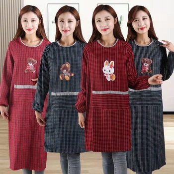 Pregača bez rukava, od pamuka, otporna na mrlje, karirani uzorak, debela otpornost na habanje