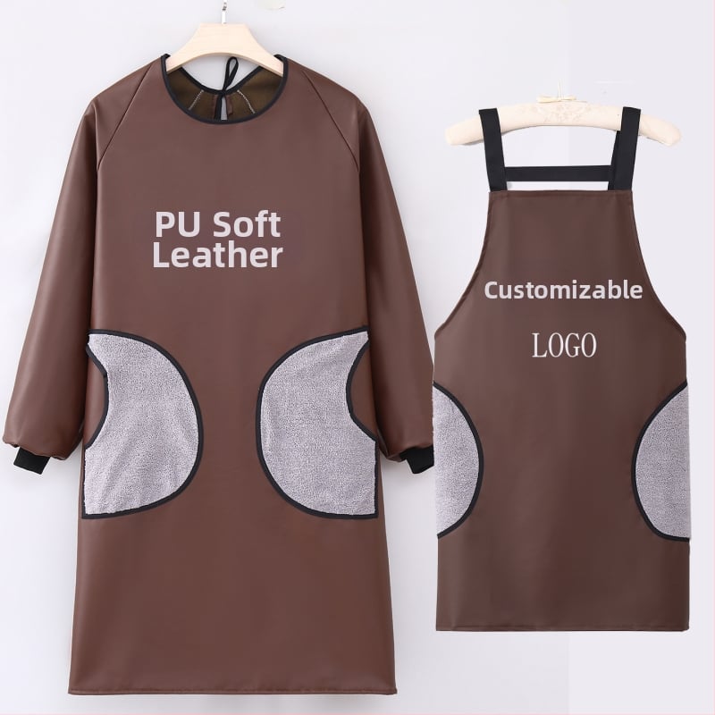 PU ādas priekšauts ar garām piedurknēm – ūdensizturīgs un eļļas noturīgs, stilīgs darba apģērbs pieaugušajiem