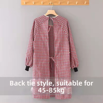 Mengchang 100% kokvilnas bez piedurknēm priekšauts ar dubultām kabatām, ziedu/lapu raksts, pret netīrumiem virtuves darba apģērbs