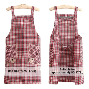 Mengchang 100% kokvilnas bez piedurknēm priekšauts ar dubultām kabatām, ziedu/lapu raksts, pret netīrumiem virtuves darba apģērbs