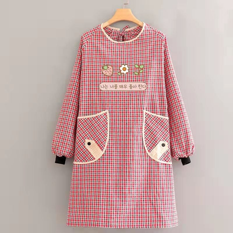 Mengchang 100% kokvilnas bez piedurknēm priekšauts ar dubultām kabatām, ziedu/lapu raksts, pret netīrumiem virtuves darba apģērbs