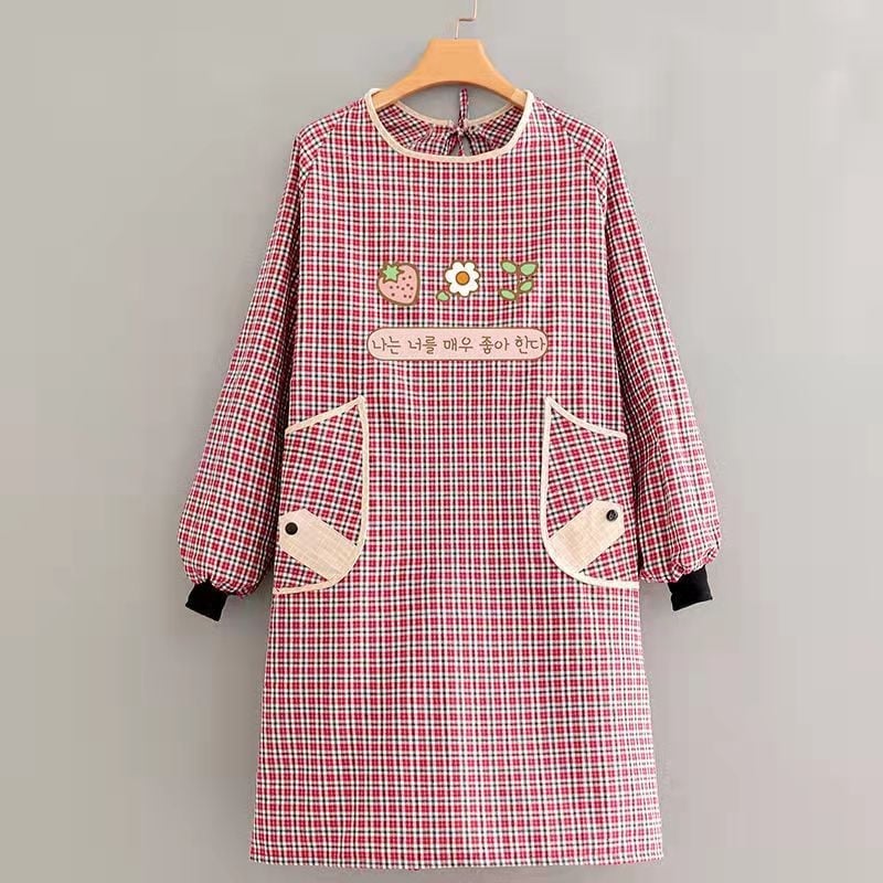 Mengchang 100% kokvilnas bez piedurknēm priekšauts ar dubultām kabatām, ziedu/lapu raksts, pret netīrumiem virtuves darba apģērbs