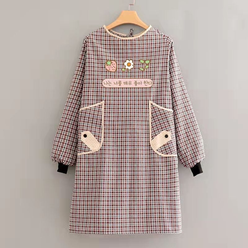 Mengchang 100% kokvilnas bez piedurknēm priekšauts ar dubultām kabatām, ziedu/lapu raksts, pret netīrumiem virtuves darba apģērbs