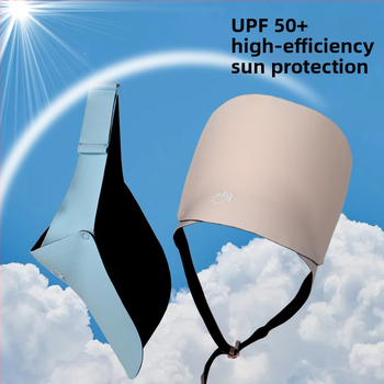 Bērnu saules cepure ar sejas aizsegumu un UV aizsardzību, atvērta augšdaļa un plašas malas, izgatavota no neilona, vecums 2–10 gadi