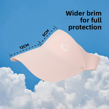 Bērnu saules cepure ar sejas aizsegumu un UV aizsardzību, atvērta augšdaļa un plašas malas, izgatavota no neilona, vecums 2–10 gadi