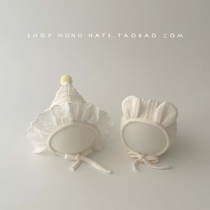 Bērnu pulovera cepure korejiskā stilā ar saules aizsardzību un maigāku ausu aizsardzību, no akrila (>96%), piemērota vecumam 0–12 mēneši, pavasaris–rudens.