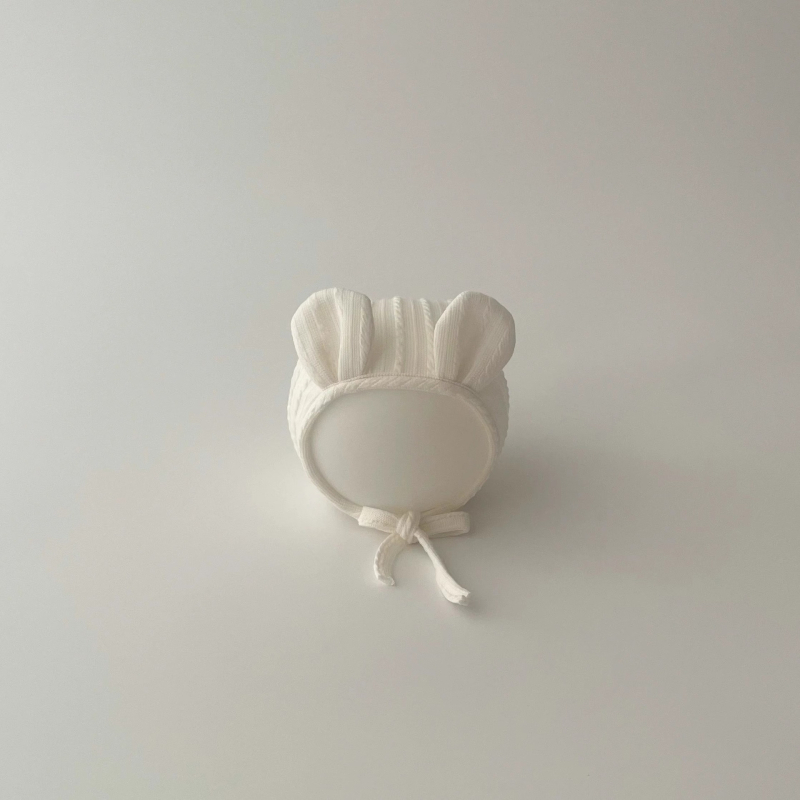 Bērnu pulovera cepure korejiskā stilā ar saules aizsardzību un maigāku ausu aizsardzību, no akrila (>96%), piemērota vecumam 0–12 mēneši, pavasaris–rudens.