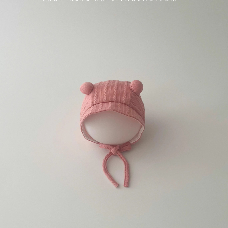 Bērnu pulovera cepure korejiskā stilā ar saules aizsardzību un maigāku ausu aizsardzību, no akrila (>96%), piemērota vecumam 0–12 mēneši, pavasaris–rudens.