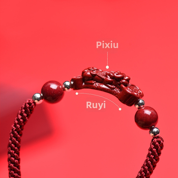 Kézzel szőtt cinnabar karkötő Pixiu Ruyi dizájn, uniszex, 2024 ősz