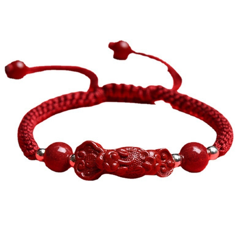 Kézzel szőtt cinnabar karkötő Pixiu Ruyi dizájn, uniszex, 2024 ősz