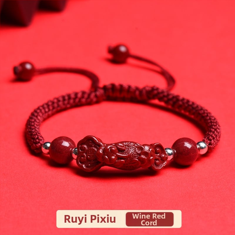 Kézzel szőtt cinnabar karkötő Pixiu Ruyi dizájn, uniszex, 2024 ősz