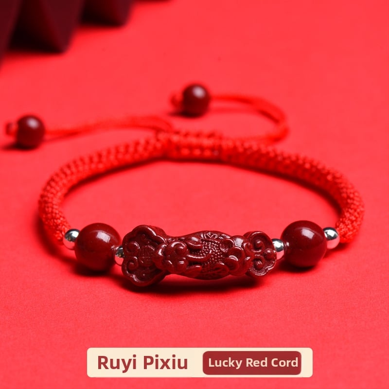 Kézzel szőtt cinnabar karkötő Pixiu Ruyi dizájn, uniszex, 2024 ősz