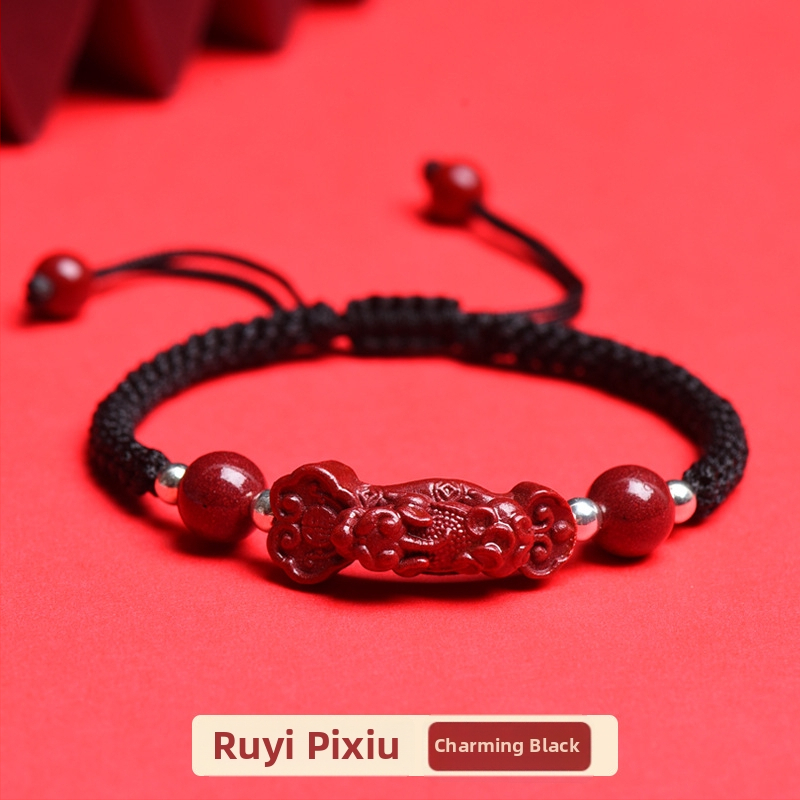 Kézzel szőtt cinnabar karkötő Pixiu Ruyi dizájn, uniszex, 2024 ősz