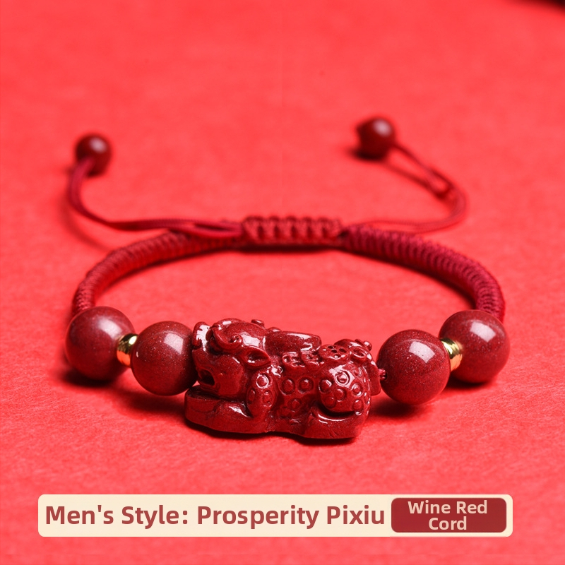 Kézzel szőtt cinnabar karkötő Pixiu Ruyi dizájn, uniszex, 2024 ősz
