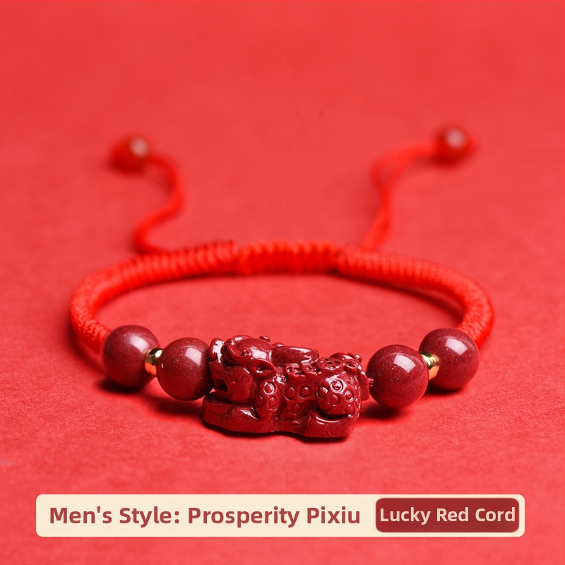 Kézzel szőtt cinnabar karkötő Pixiu Ruyi dizájn, uniszex, 2024 ősz