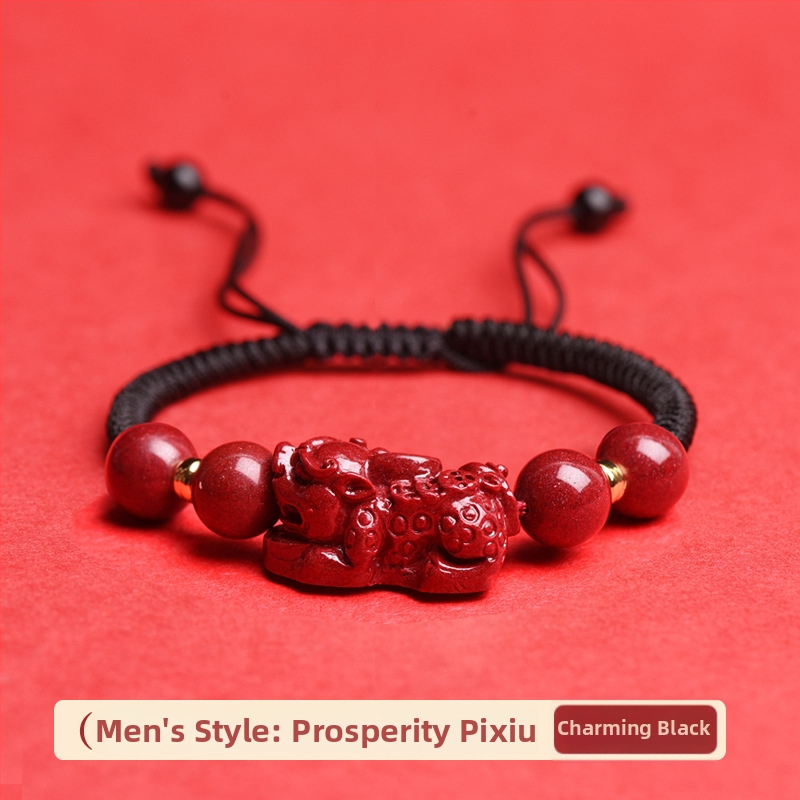 Kézzel szőtt cinnabar karkötő Pixiu Ruyi dizájn, uniszex, 2024 ősz