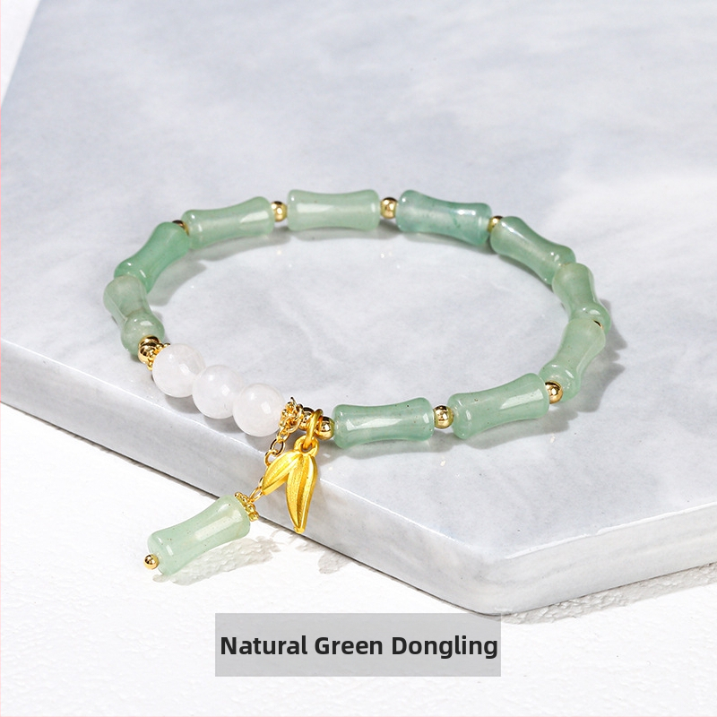 Jingdong Jewelry Narukvica od jadeita s metalnim ukrasima u obliku bambusovog lista – kineski retro stil za žene