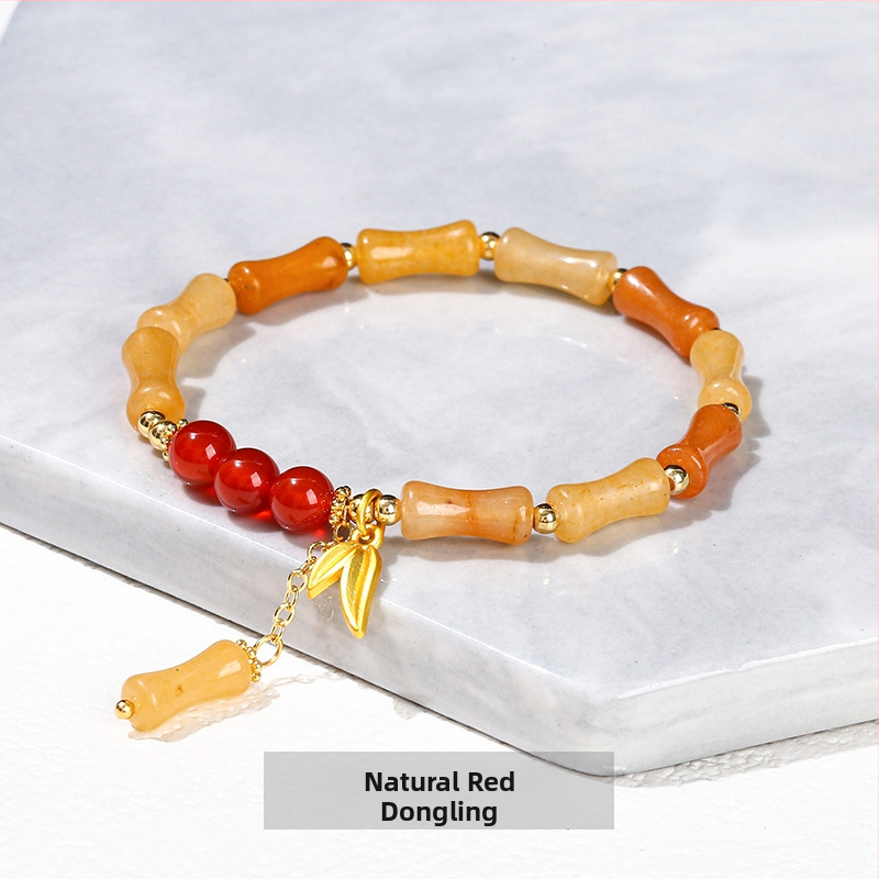 Jingdong Jewelry Narukvica od jadeita s metalnim ukrasima u obliku bambusovog lista – kineski retro stil za žene