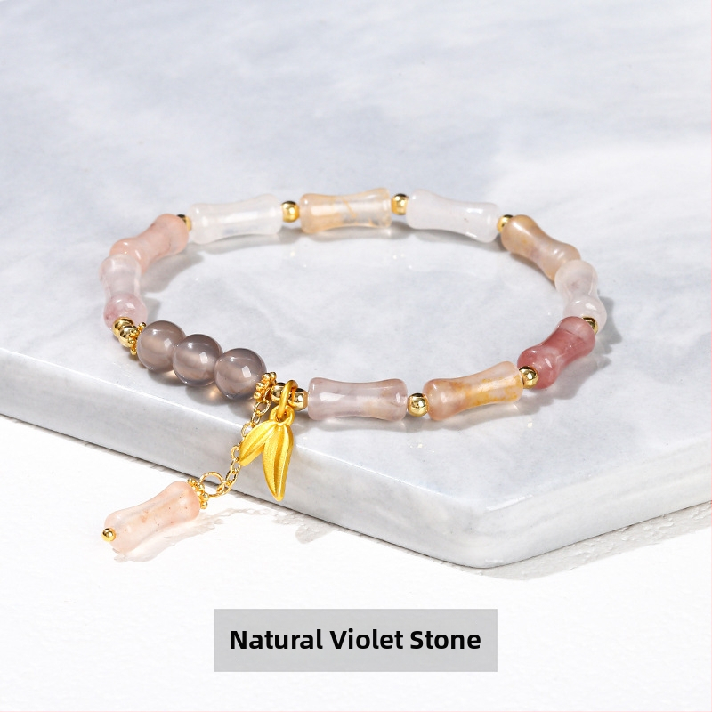 Jingdong Jewelry Narukvica od jadeita s metalnim ukrasima u obliku bambusovog lista – kineski retro stil za žene