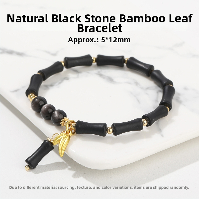 Jingdong Jewelry Narukvica od jadeita s metalnim ukrasima u obliku bambusovog lista – kineski retro stil za žene