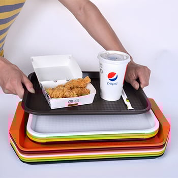 Plastična pravokutna tacna za posluživanje — glazirana površina, moguć ispis logotipa, mikrovalna pećnica nije dostupna