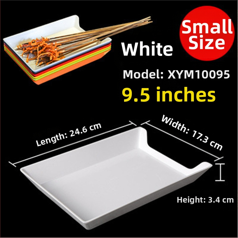 Műanyag nyársak megjelenítő tálca étteremhez, szabálytalan alak, egyszínű, 14–14,9 cm átmérőjű, mikrohullámú sütőben használható