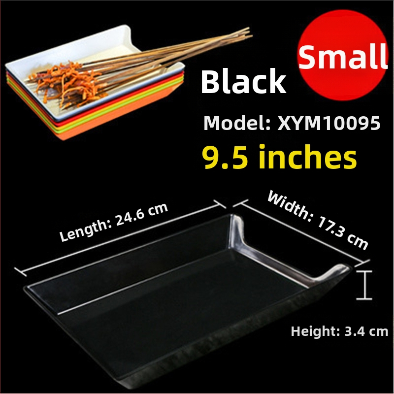 Műanyag nyársak megjelenítő tálca étteremhez, szabálytalan alak, egyszínű, 14–14,9 cm átmérőjű, mikrohullámú sütőben használható