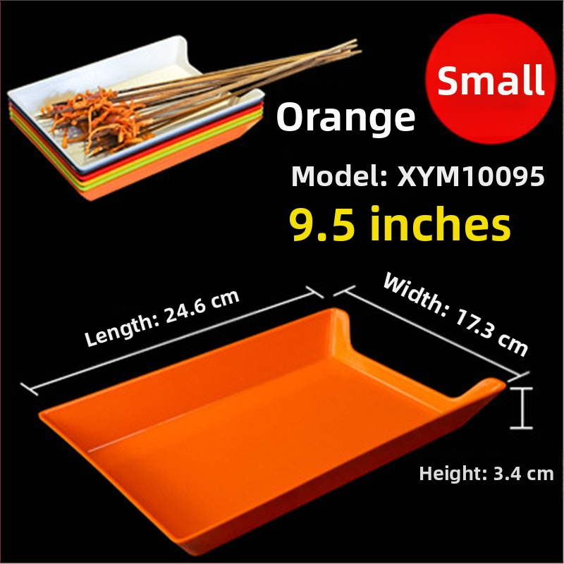 Műanyag nyársak megjelenítő tálca étteremhez, szabálytalan alak, egyszínű, 14–14,9 cm átmérőjű, mikrohullámú sütőben használható