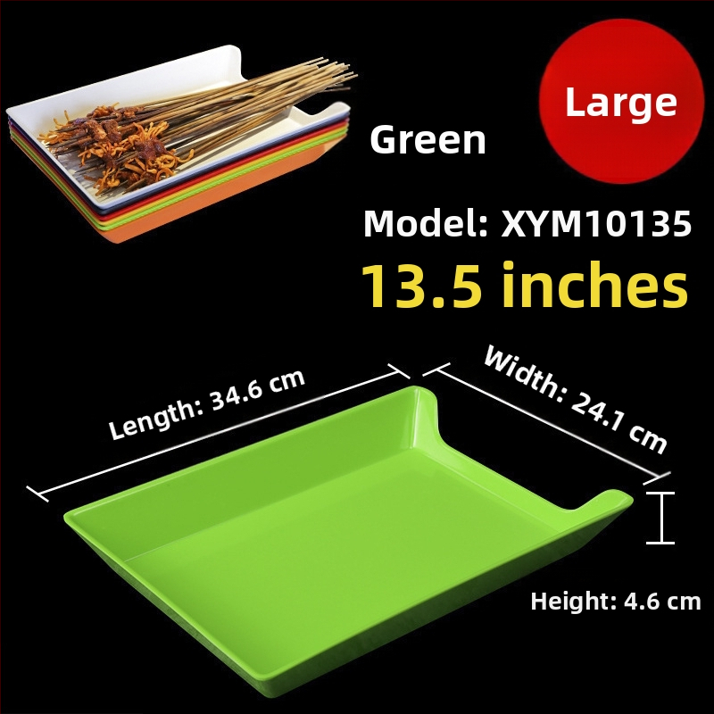 Műanyag nyársak megjelenítő tálca étteremhez, szabálytalan alak, egyszínű, 14–14,9 cm átmérőjű, mikrohullámú sütőben használható