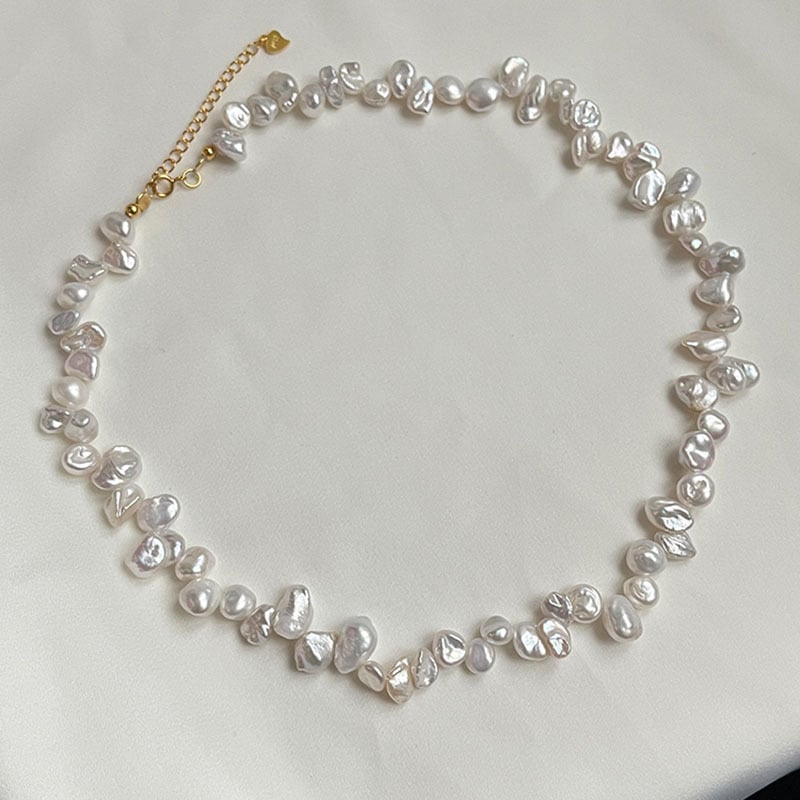 Kaklo kaklaraištis su gėlavandenėmis perlėmis, neįprotos formos perlės, variniai priedai, kilmė Zhuji, įtrauktas pakabukas