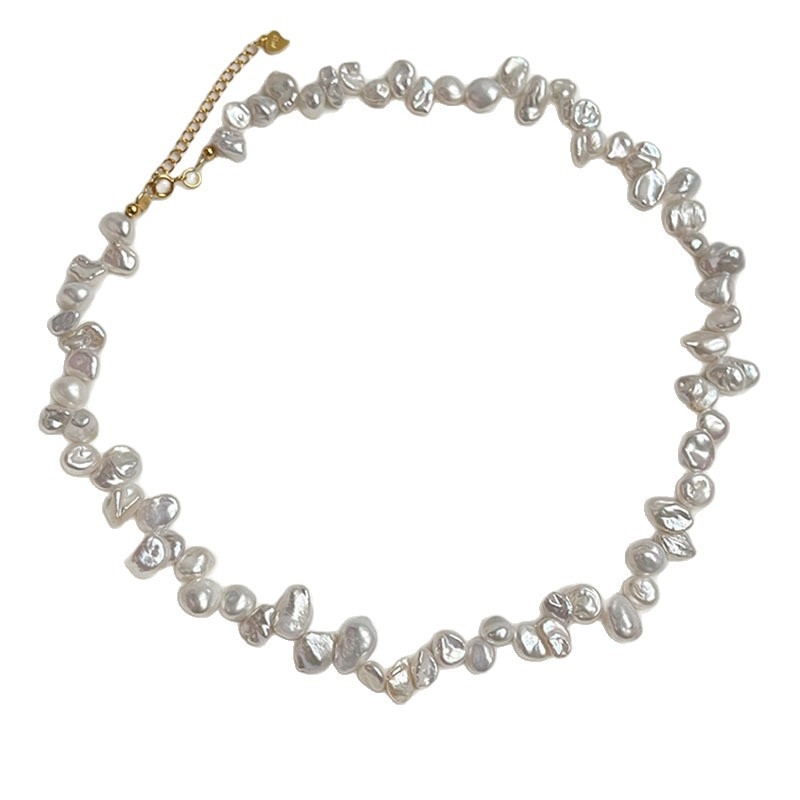 Kaklo kaklaraištis su gėlavandenėmis perlėmis, neįprotos formos perlės, variniai priedai, kilmė Zhuji, įtrauktas pakabukas