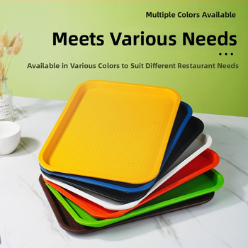 Gyorséttermi tálca, műanyag, négyzet alakú, egyszerű mintázat, modern minimalista stílus, logóval