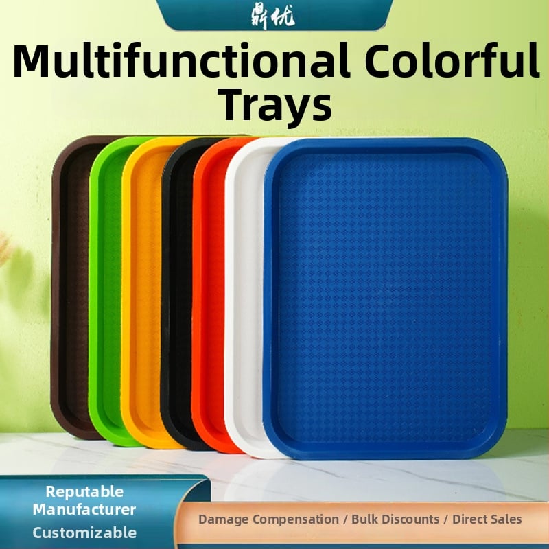 Gyorséttermi tálca, műanyag, négyzet alakú, egyszerű mintázat, modern minimalista stílus, logóval