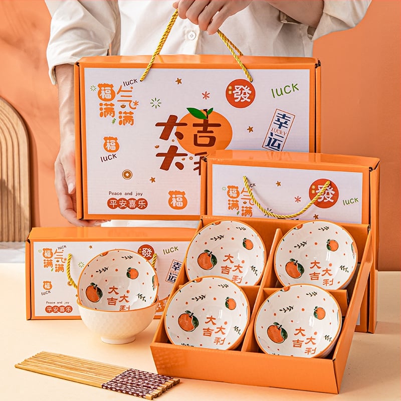 Keramikinis ryžių dubenėlis su lėkštele ir lazdelėmis, 350 ml talpa, po glazūra raštas, tinkamas mikrobangų krosnei, logotipo spausdinimas, dovana