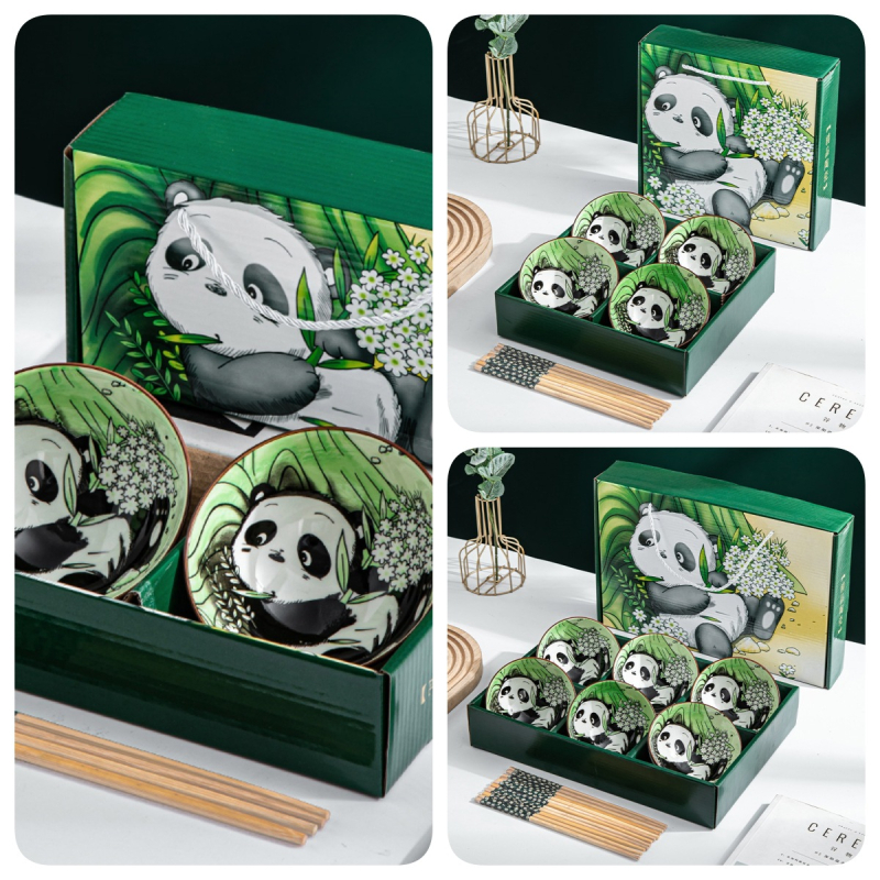 Keramikinis ryžių dubenėlis su lėkštele ir lazdelėmis, 350 ml talpa, po glazūra raštas, tinkamas mikrobangų krosnei, logotipo spausdinimas, dovana