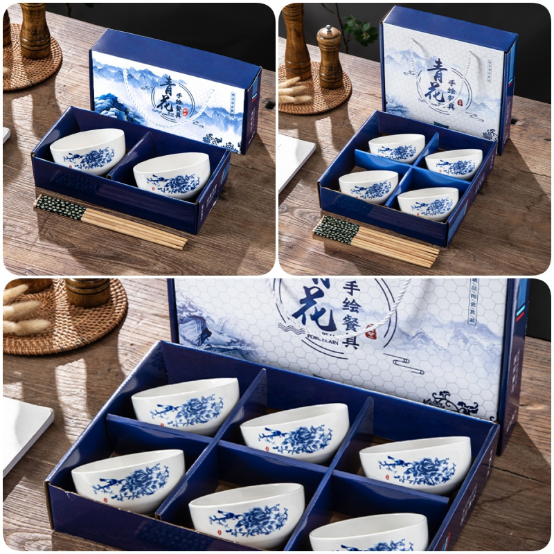 Keramikinis ryžių dubenėlis su lėkštele ir lazdelėmis, 350 ml talpa, po glazūra raštas, tinkamas mikrobangų krosnei, logotipo spausdinimas, dovana