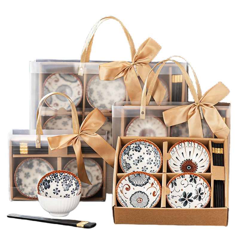 Keramikinis ryžių dubenėlis su lėkštele ir lazdelėmis, 350 ml talpa, po glazūra raštas, tinkamas mikrobangų krosnei, logotipo spausdinimas, dovana