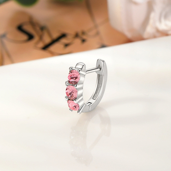 Auskari no titāna tērauda ar ģeometrisku formu un mikro diamantu ieklājumā, sievietēm