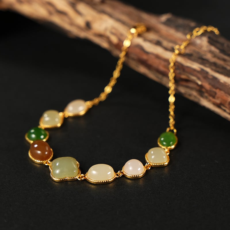 rokassprādze ar Hetian jade un S925 sudraba, rokdarbs, universāls ģeometrisks dizains, ķīniešu stils