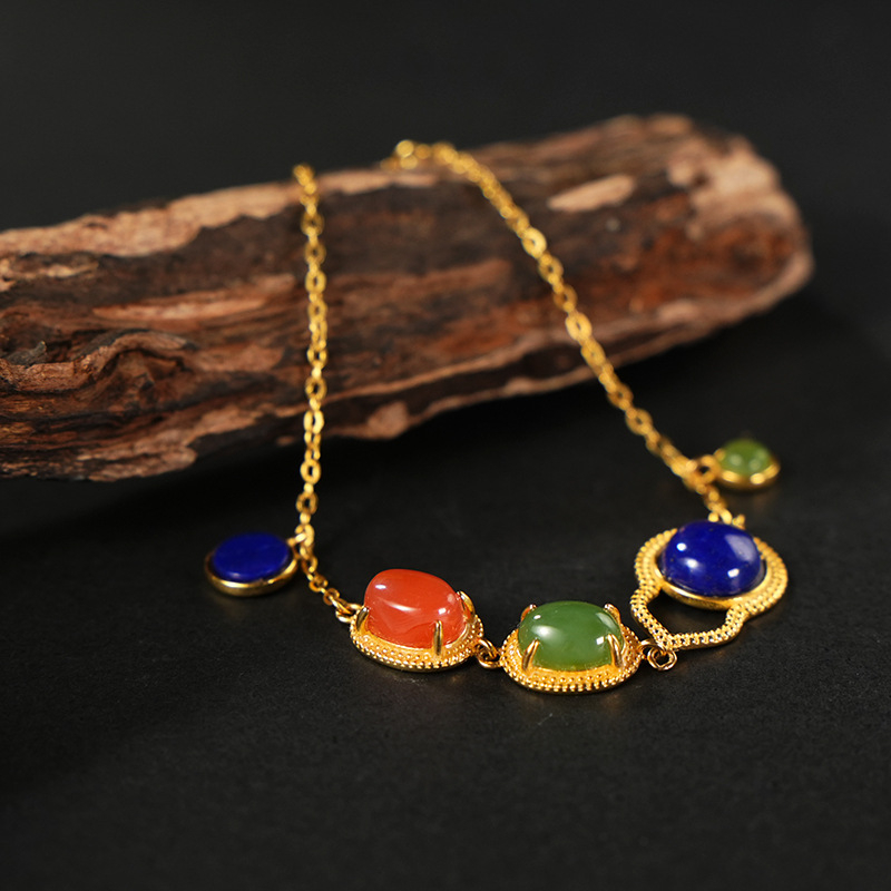 rokassprādze ar Hetian jade un S925 sudraba, rokdarbs, universāls ģeometrisks dizains, ķīniešu stils