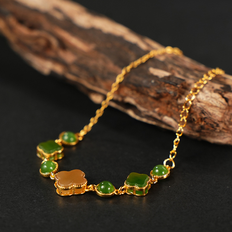 rokassprādze ar Hetian jade un S925 sudraba, rokdarbs, universāls ģeometrisks dizains, ķīniešu stils